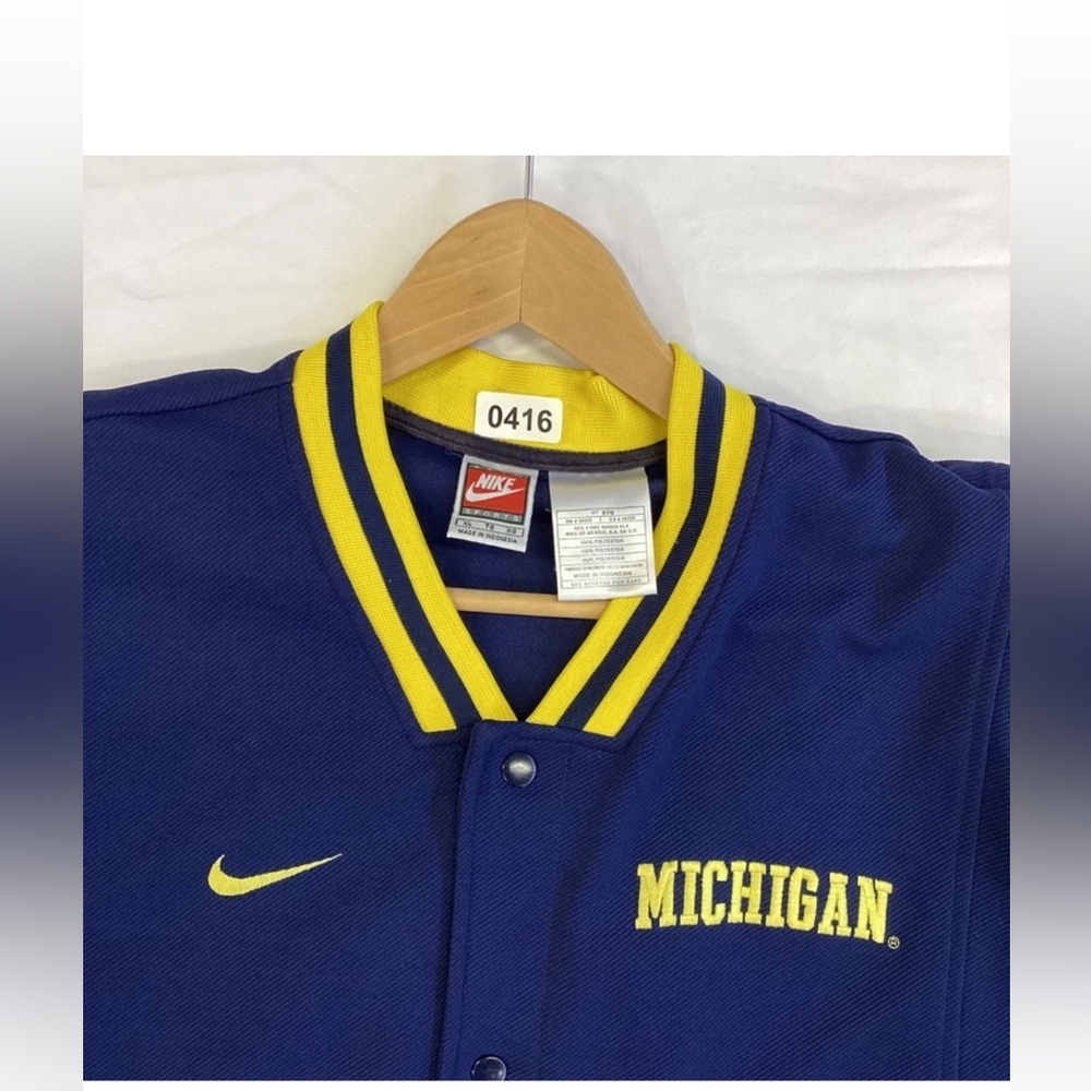 Nike Michigan Wolverines Snap Button Jersey Shirt Blue Yellow Men’s XL - Picture 2 of 6